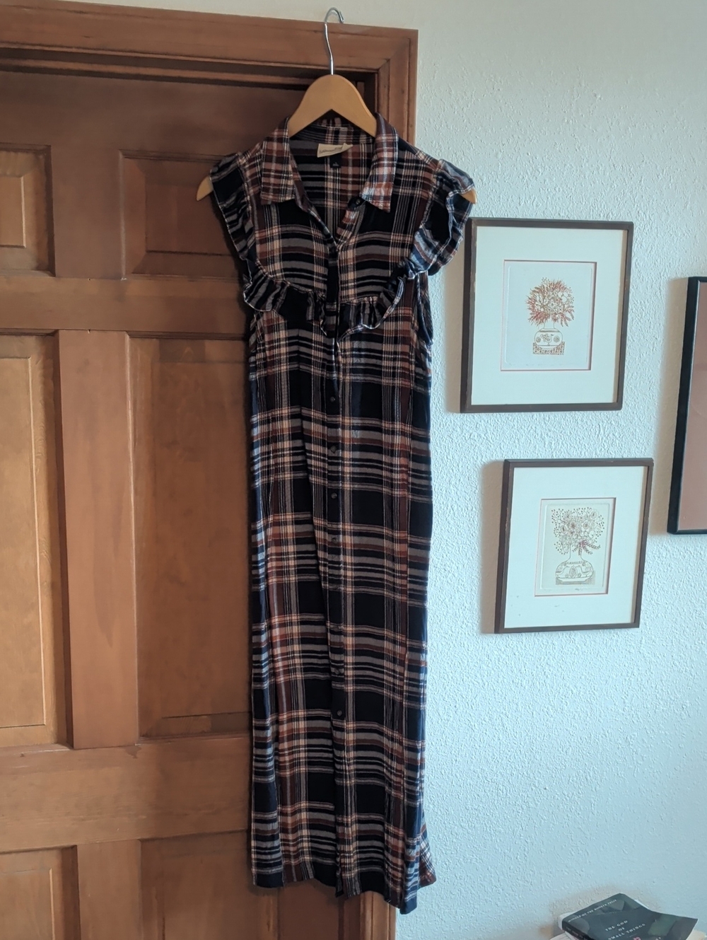 Universal Thread Brown and Navy Plaid Sleeveless Dress